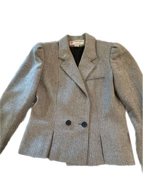 Vintage Peabody House Wool Blend Herringbone Blazer Jacket Grey Size 5/6